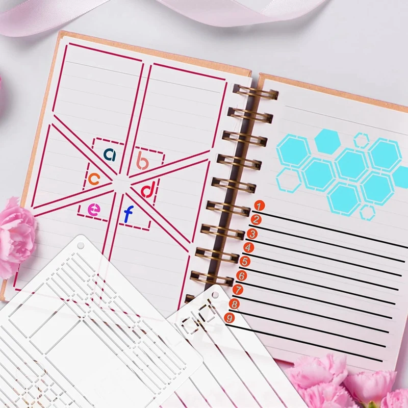 เทมเพลตไดอารี่20ชิ้นชุดแม่แบบไดอารี่นำกลับมาใช้ใหม่ได้สมุดโน้ตการ์ดปฏิทินตกแต่งศิลปะบนผนังไม้