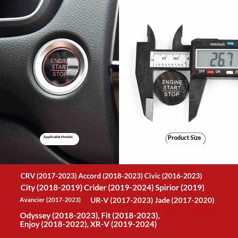 For Honda Civic Accord CRV HRV Fit Jazz City Odyssey 1Pcs Car One-touch Start Cover Engine Ignition Switch Button Decor Stickers view 6