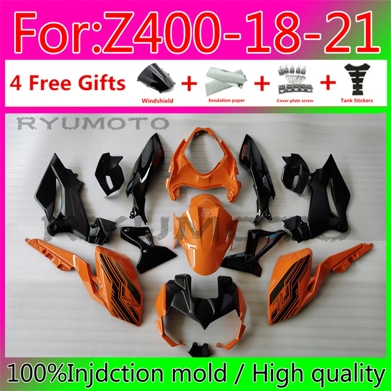 Kit de carenado completo de inyección para Kawasaki Z400 18 21 Z400 KAWASAKI 18-21 carrocería de motocicleta de plástico ABS