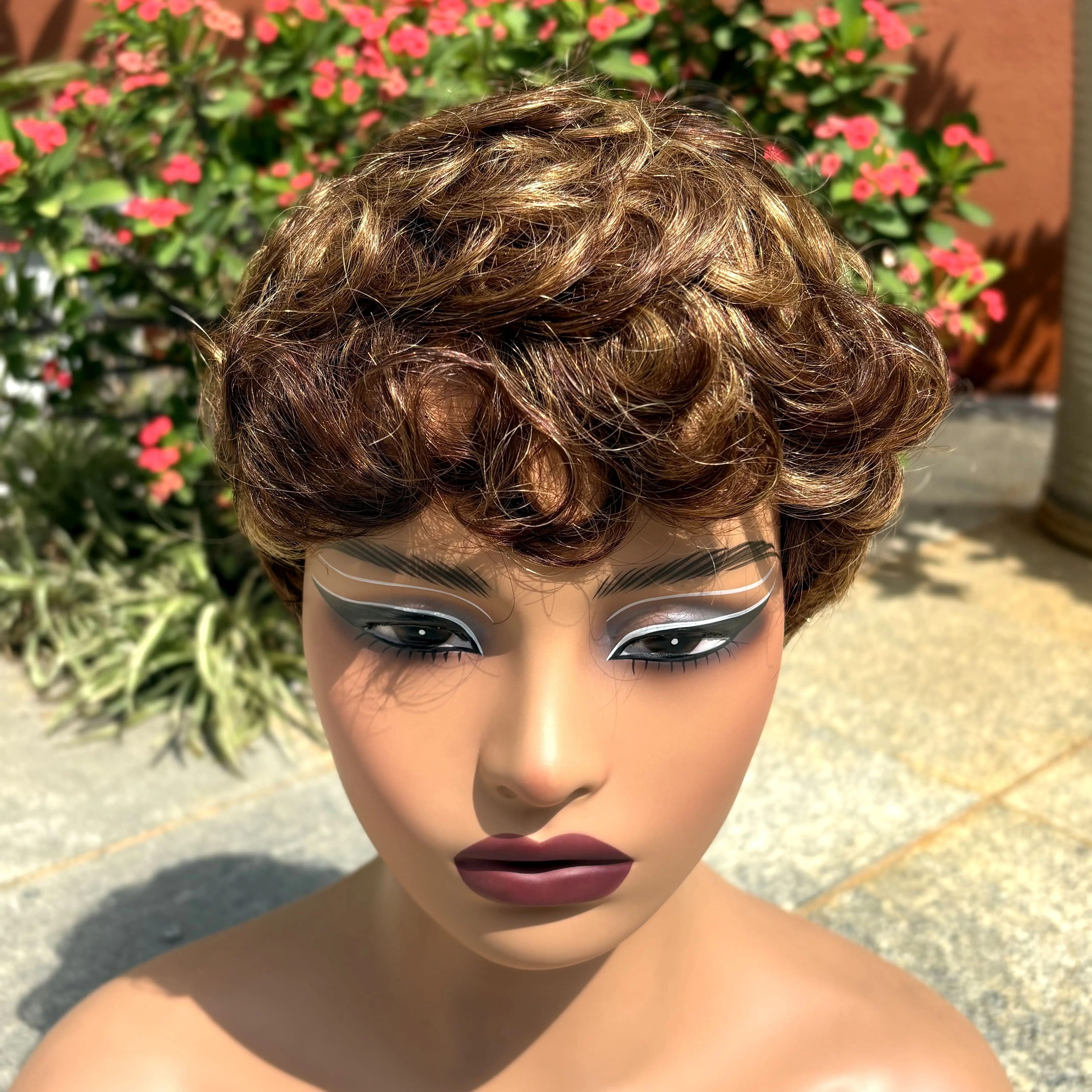 تسليط الضوء على كامل آلة صنع شعر مستعار عابث قطع الباروكات خصلات الشعر المستعار الإنسان الملونة متموجة بوب الباروكات البرازيلي شعر ريمي الباروكات للنساء