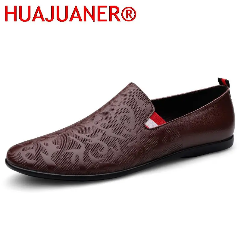 

Men Shoes Business Formal Loafers Genuine Leather Comfortable Slip on Shoes Classic Casual Flats Brand Handmade Pattern Footwear