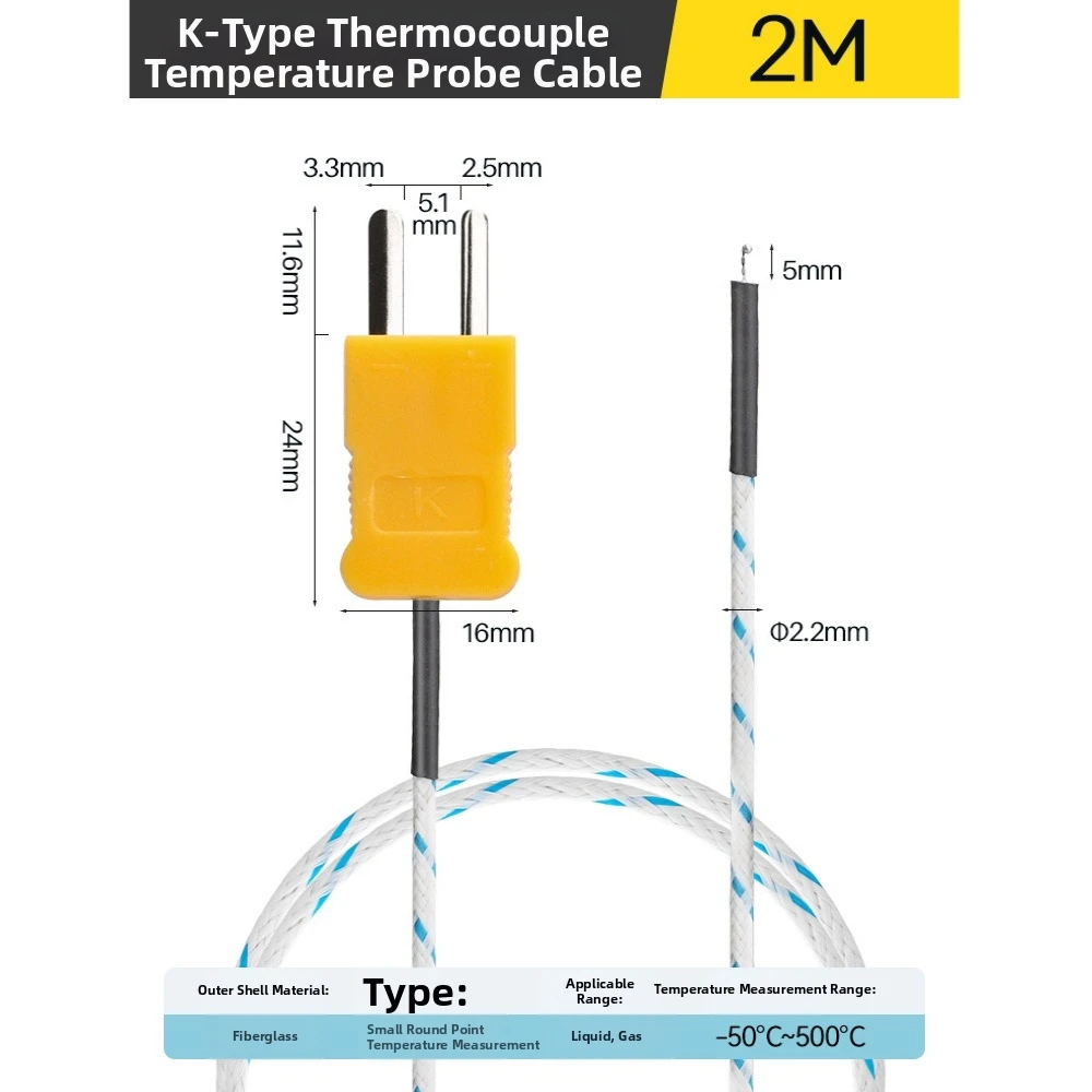 0.5/1/3/5/10/15/25M Long Wire Temperature Test TM-902C -50~500° K-type TP-01 Thermo Sensor Probe TES-1310 view 4