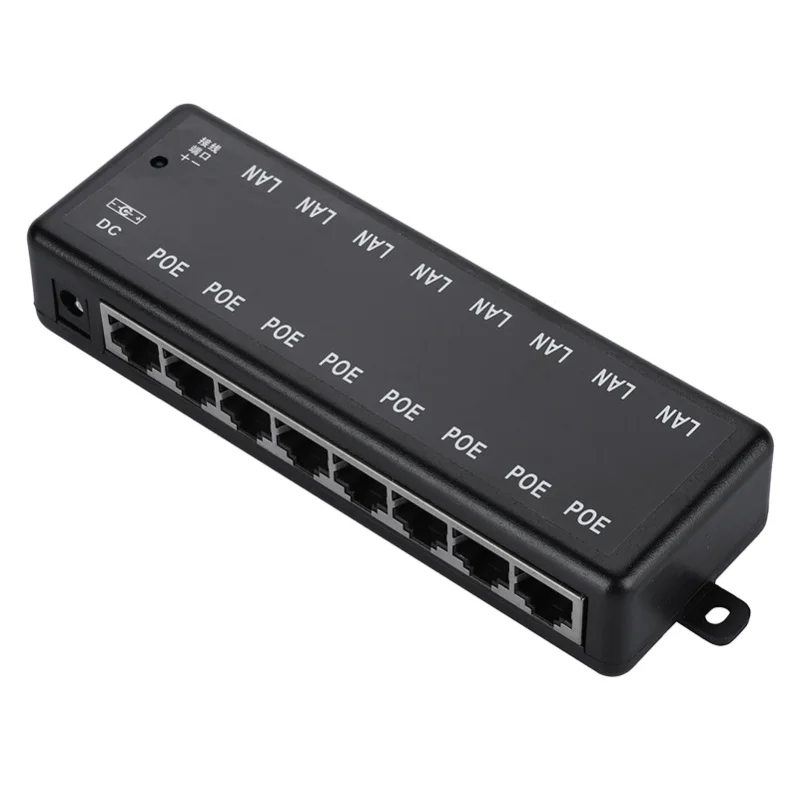 DC12V-48V 8 واجهات محول PoE السلبي الطاقة عبر إيثرنت POE وحدة إمداد الطاقة حاقن