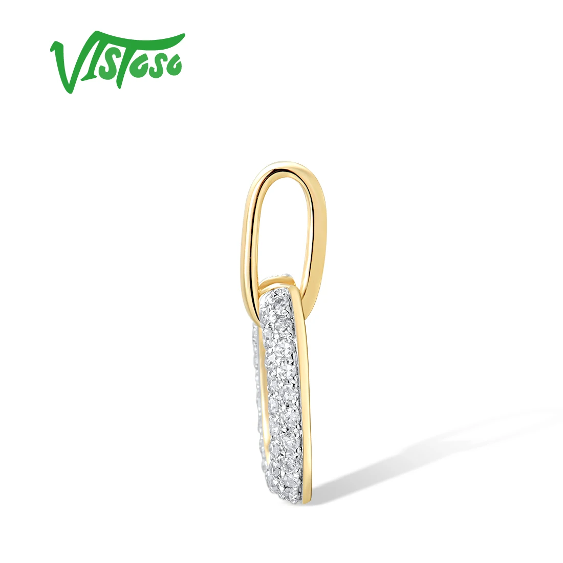 Imagem -02 - Vistoso-genuine 14k 585 Pingente de Ouro Amarelo para Mulheres Diamante Natural Espumante Presentes de Aniversário de Casamento na Moda Jóias Finas