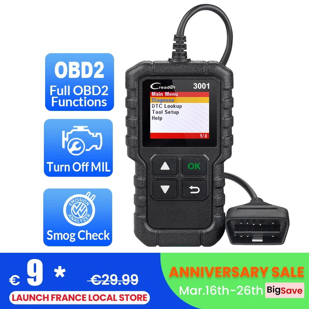 LAUNCH X431 CR3001 Car Full OBD2 Diagnostic Tools Automotive Professional Code Reader Scanner Check Engine Free Update pk  ELM32