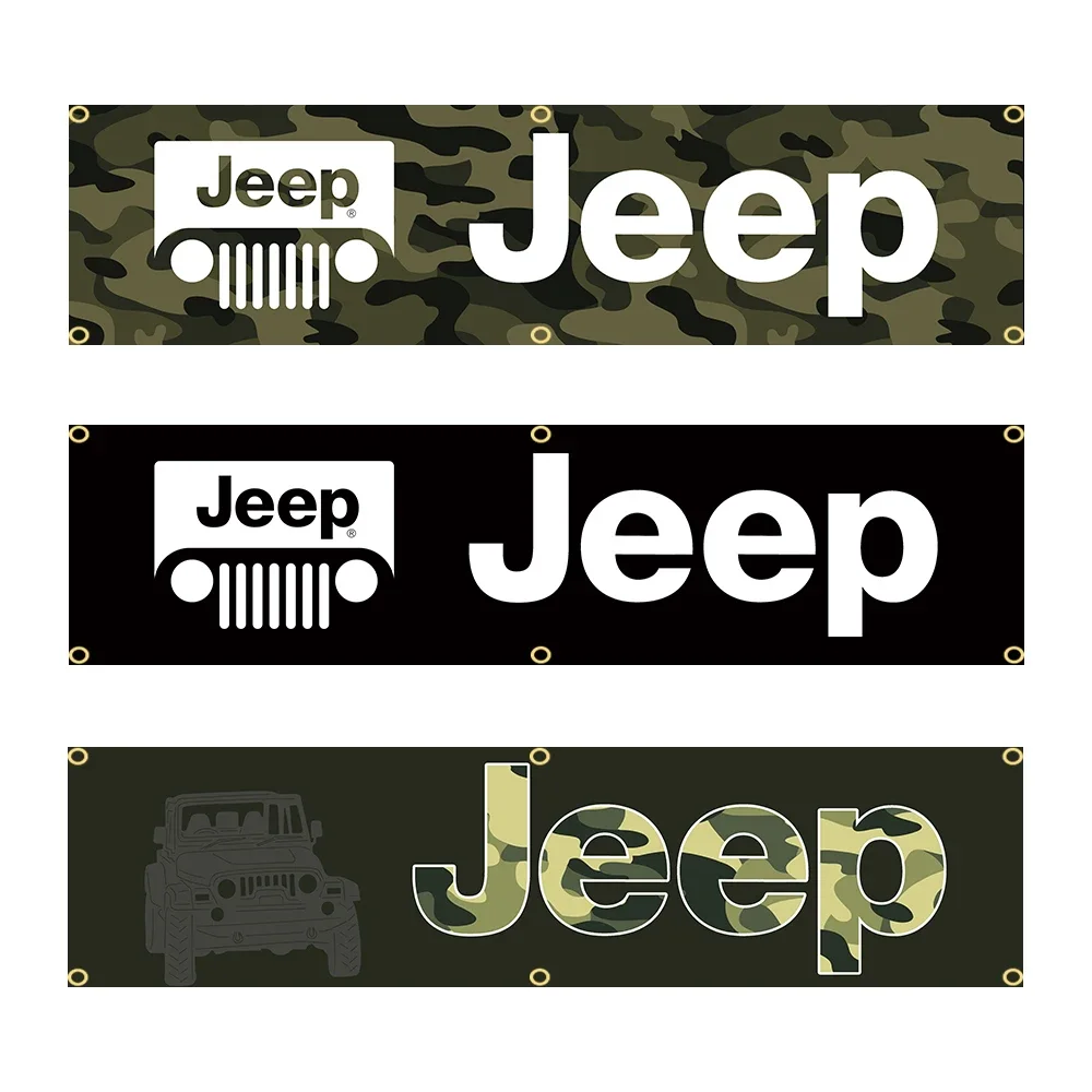 

60X240cm Jeeps car Banner Flag Polyester Printed Garage or Outdoor Decoration Tapestry