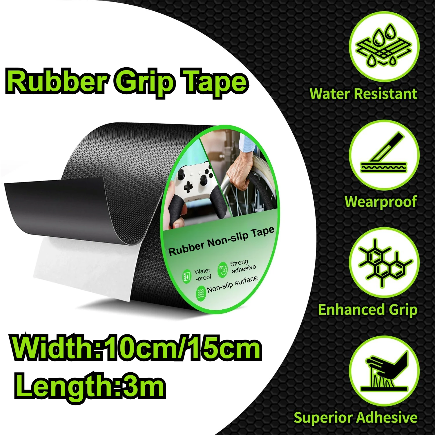 

1 Roll Rubber Non Slip Grip Tape Enhanced Textured Super Strong Adhesive for Secure Hold Friction-Ideal for Tools Gadgets DIY