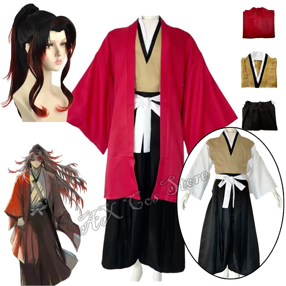 Disfraz de Cosplay de Anime Tsugikuni Yoriichi, Peluca, Kimono de Cosplay de Yoriichi Tsugikuni, Disfraces de Halloween y Carnaval para Hombres, Mujeres y Adultos