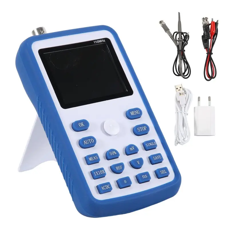 A02M-1C15 Handheld Oscilloscope Digital Sampling Rate 500MS/S Analog Bandwidth 110Mhz Support Waveform Storage EU PLUG