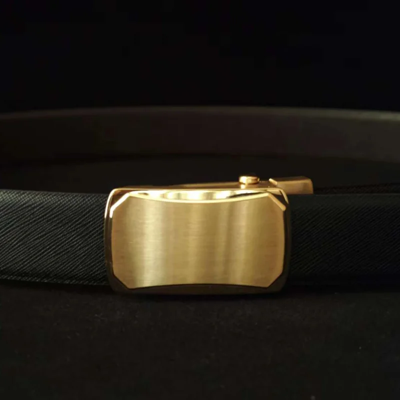 高級 3.4cm ユニセックスベルト - 穴なし調節可能、ステンレススチールバックル、リバーシブルクロスグレインレザー