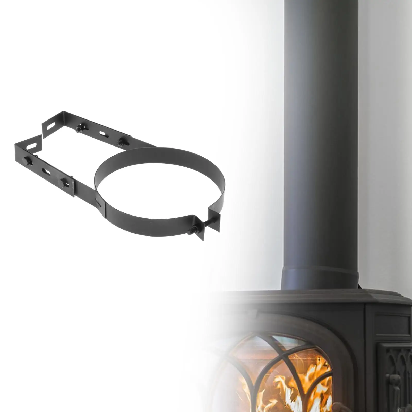 Chimney Pipe Bracket Flue Liner Clamp Sturdy Adjustable Hanging Fixing Clip Stove Pipe Hanger Portable Accessory Wall Support