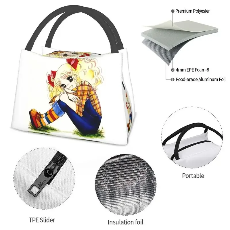 Candy Candy Anime Manga Insulated Lunch Tote Bag for Women Resuable Cooler Thermal Food Lunch Box Hospital Office