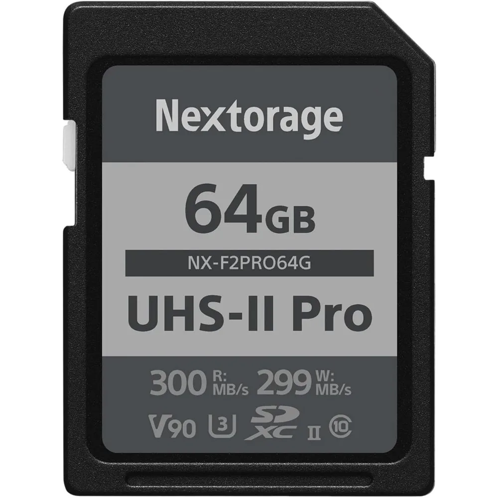 64GB UHS-II V90 SD Card for 8K/4K Cameras - High-Speed 300MB/s Read, 299MB/s Write, Dust/Shock-Resistant, 5-Year Warranty