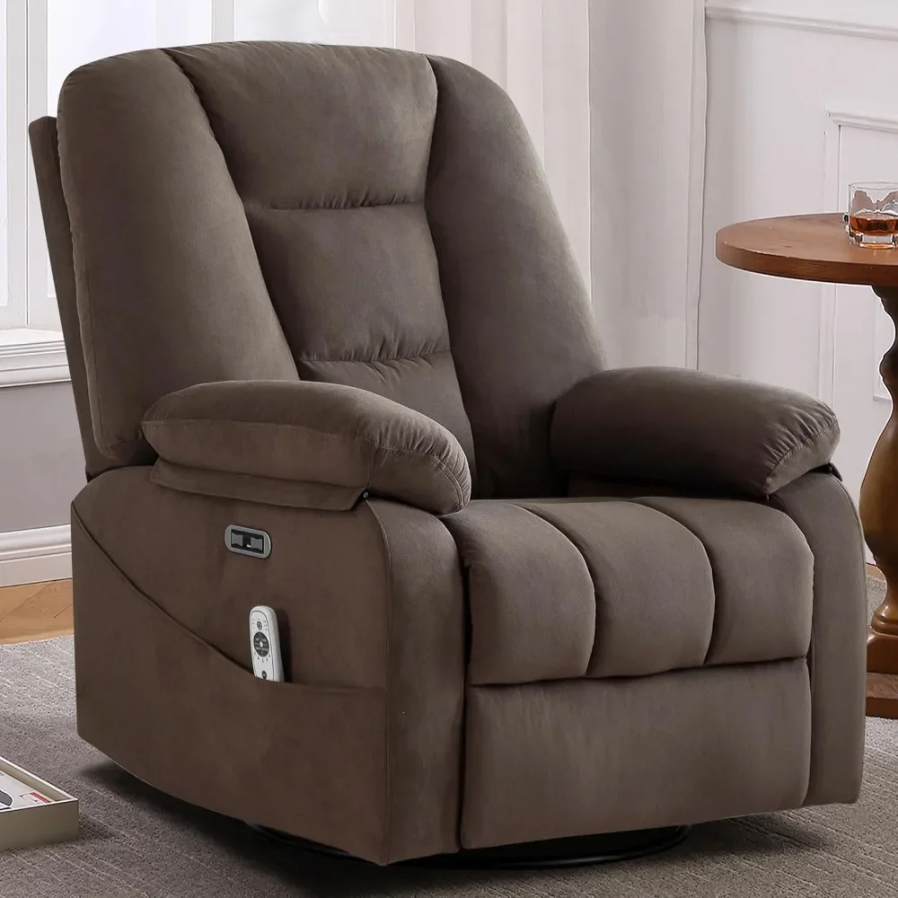 Swivel Rocker Recliner Chair for Adults, Power Rocking Reclining Chair for Living Room with Massage