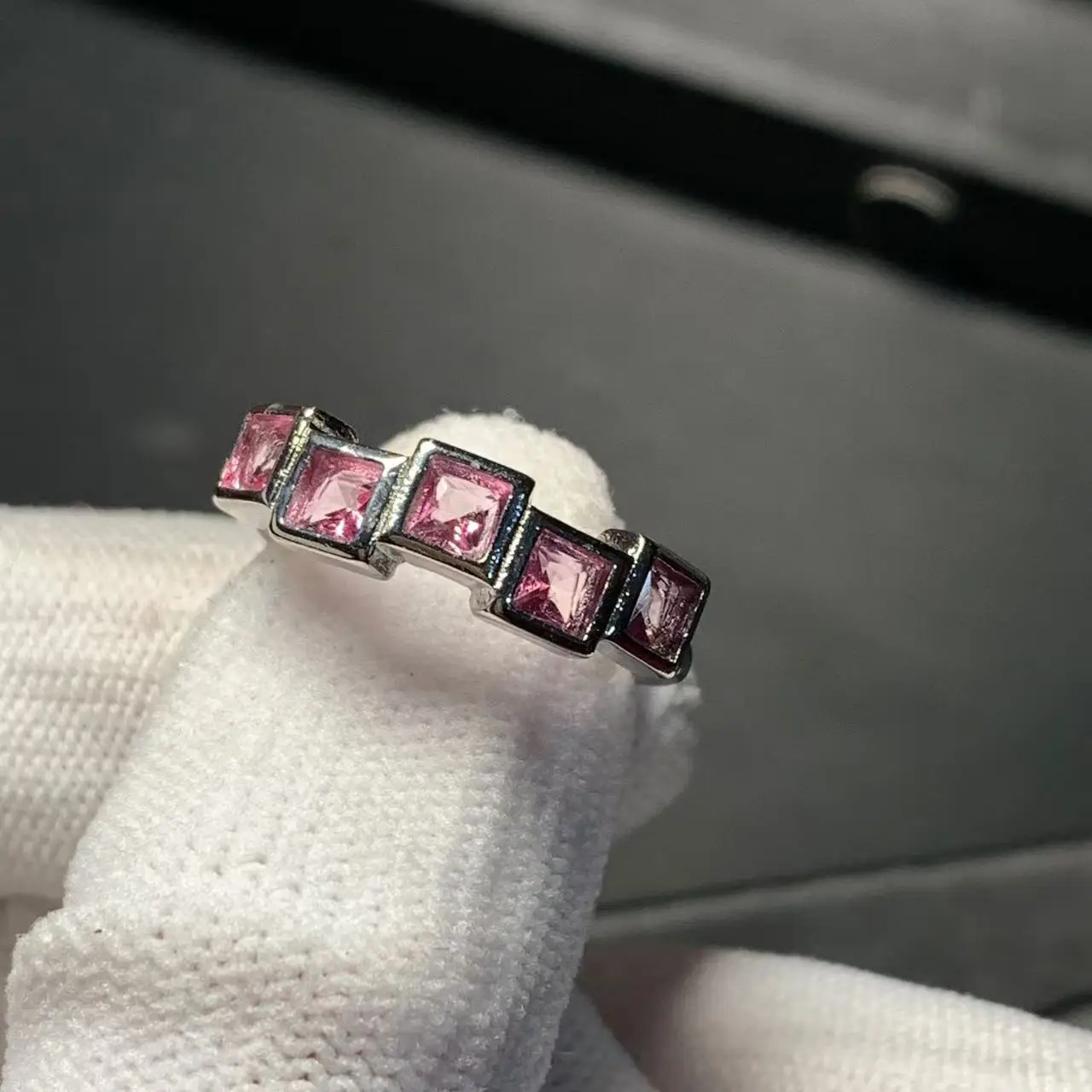 Vintage Natural PINK TOPAZ Ring For Women Stainless Steel Simple Fine Jewelry Stone Gemstone Classic Style