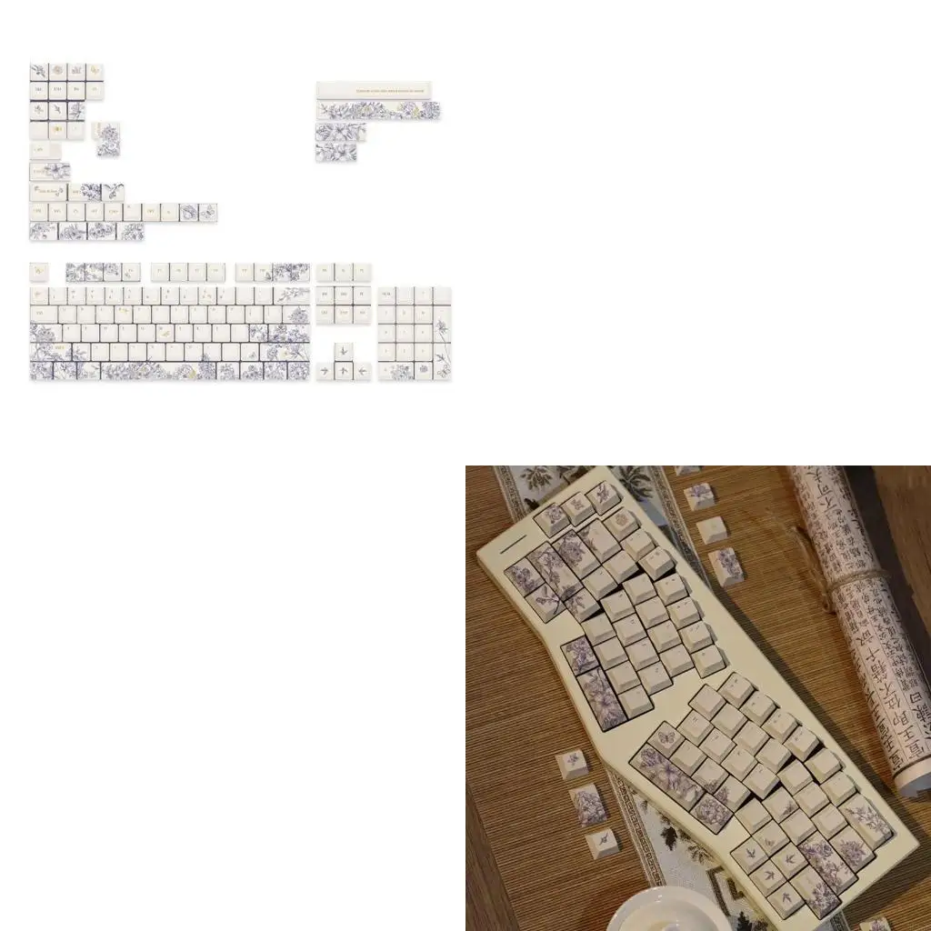 

896F Thick PBT Keycap Set French Embroidery Keycaps for 142Key Mechanical Keyboard