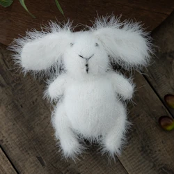 Hand-Knitted Mini Bunny Newborn Photography Props Fluffy Stuffed Rabbit for Newborn Props Baby Photography Accessories