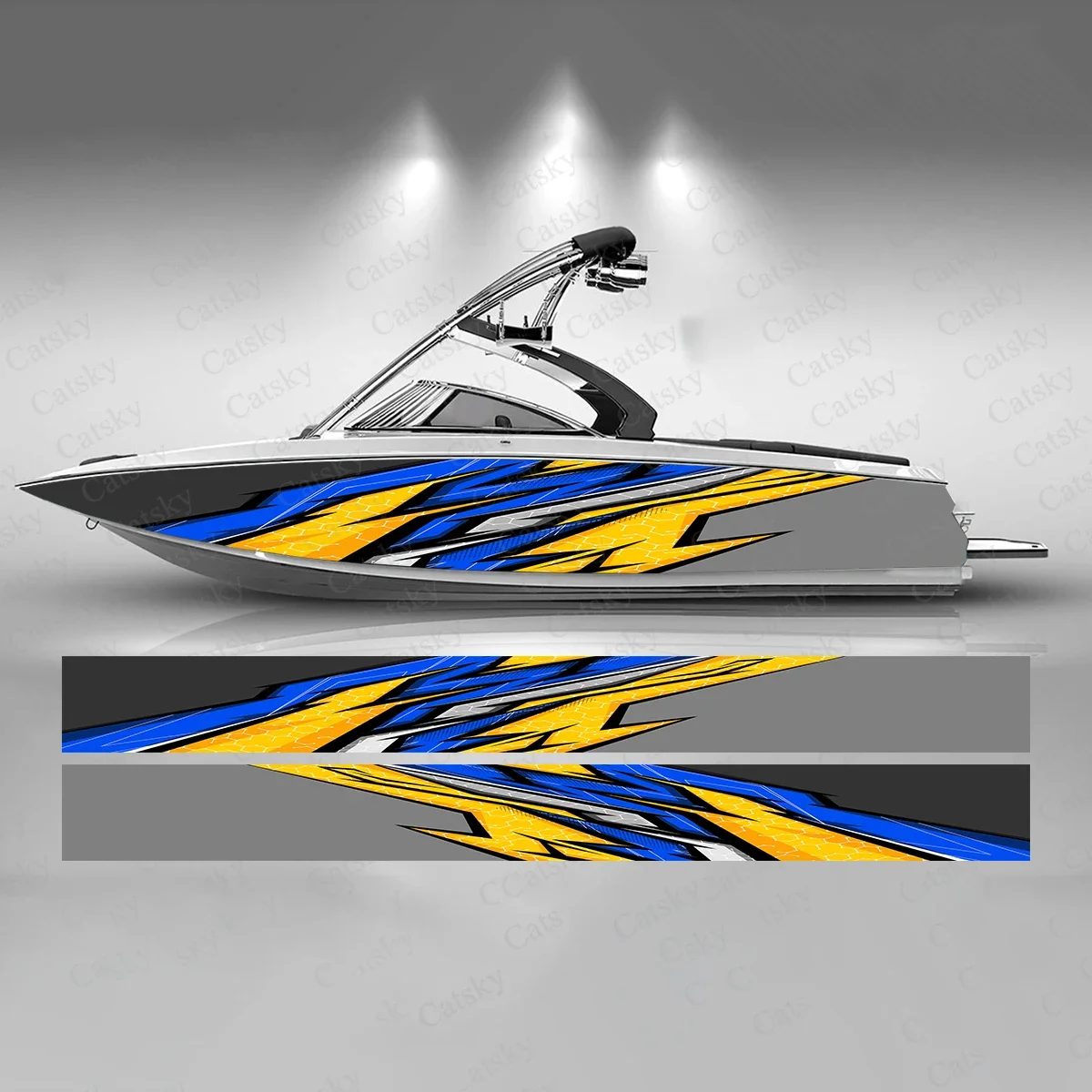 Colorful Contrast Color Lines Boat Sticker Fashion Custom Fish Boat-Sticker Vinyl Waterproof Boat Wrap Graphic Boat Wrap Decal