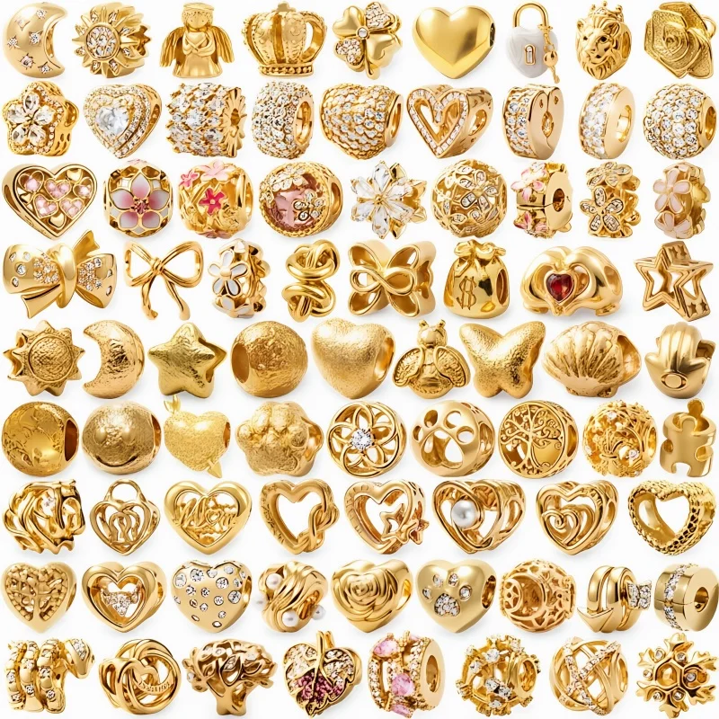 Hot Item DIY Exquisite Golds Sparkling Charms Bead Pendant Clips Fit Original European Snake Bone Bracelet Free Combination Make