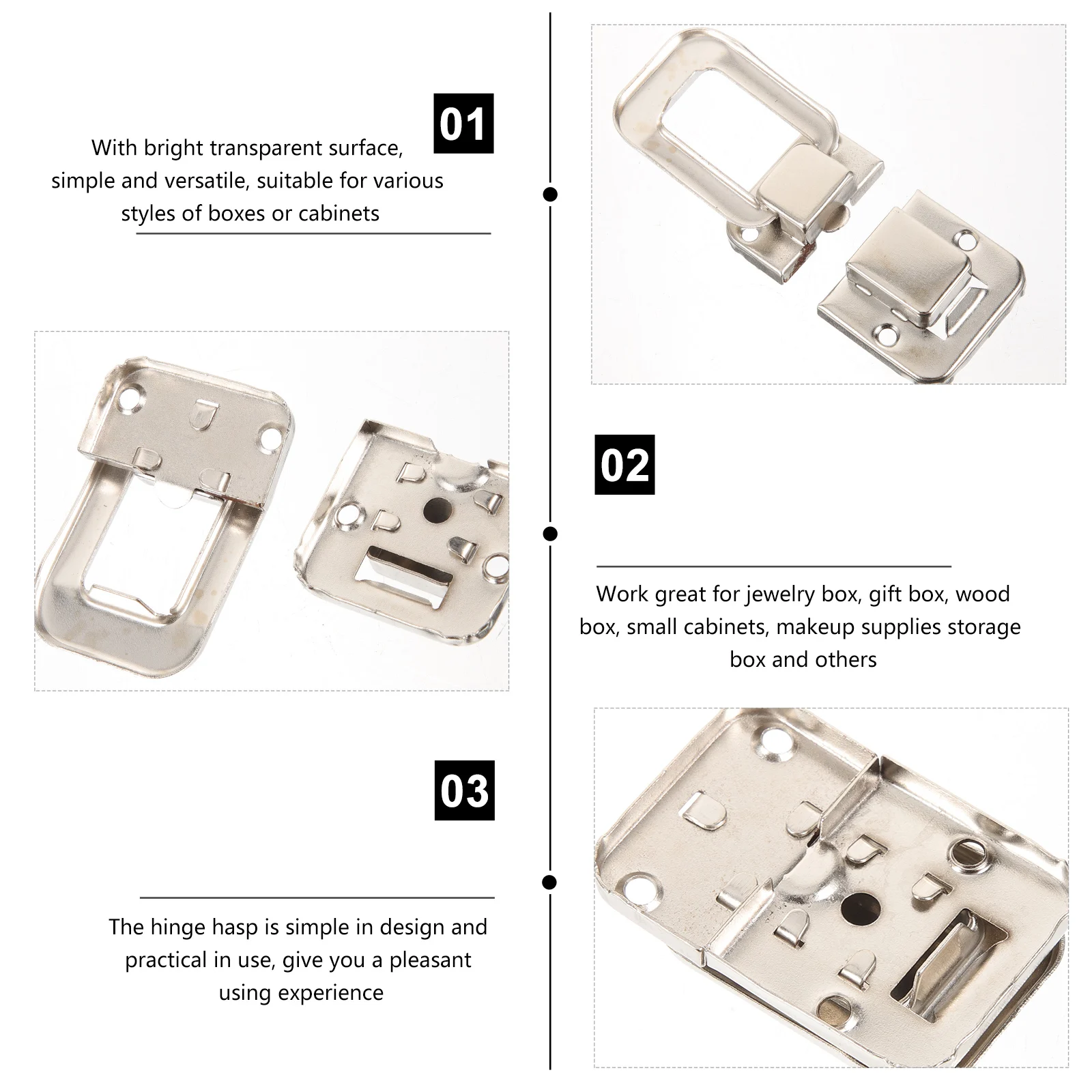 

6Pcs Transparent Clear Lock Buckle Hasp Latches for Jewelry Boxes Wood Boxes Small Cabinets DIY Lock Accessories