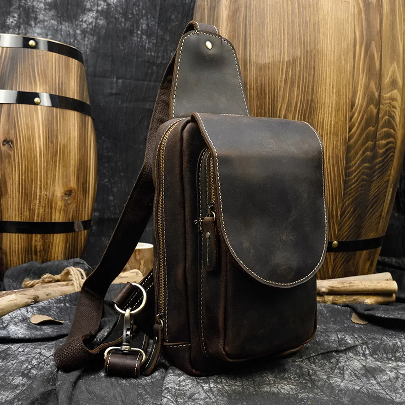 Luksusowa designerska męska skórzana torba na klatkę piersiową Prawdziwa skóra bydlęca Męskie torby na klatkę piersiową Crossbody Męska torba na ramię Popularny 2022 — zdjęcie 6