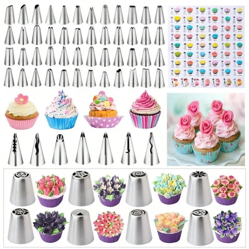 All‑Round Beginner Home Cake Decorating Set, Baking Tool Kit Contains Cake Turntable Piping Bags Multiple Icing Tips, Full‑Set Household Cake DIY Making Supplies
