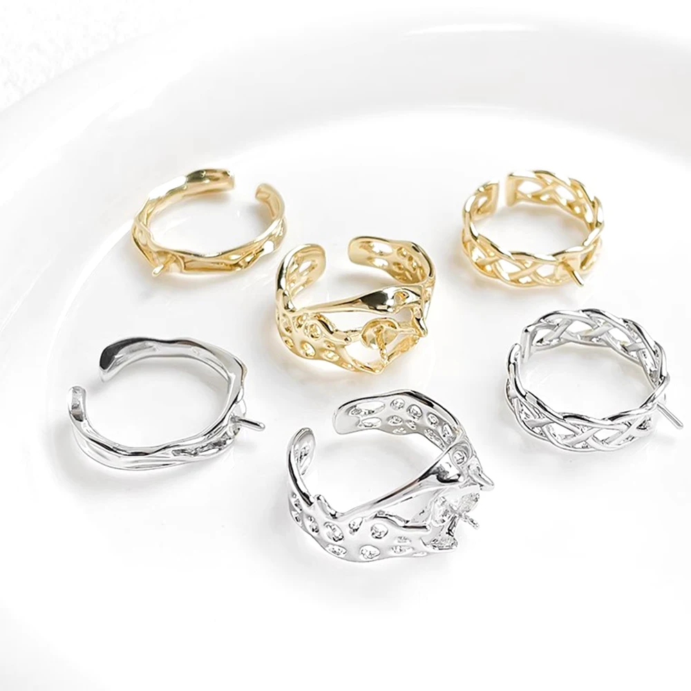 Brass Coated Gold Hollow Ring Holder, Ring Holder DIY Makes Fashionable Jewelry Semi-finished Products Accessories Materials