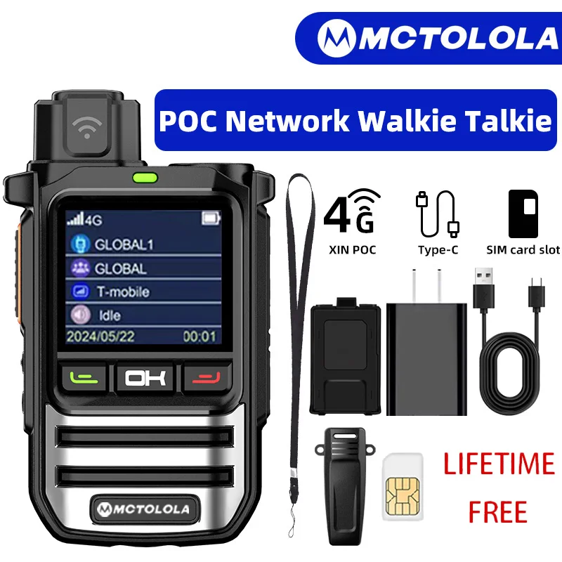 MOTOLOLA 4G POC Walkie Talkie withLifetime free SIM card service 20000km Global Coverage Handheld Walkie Talkie Suitable for rem