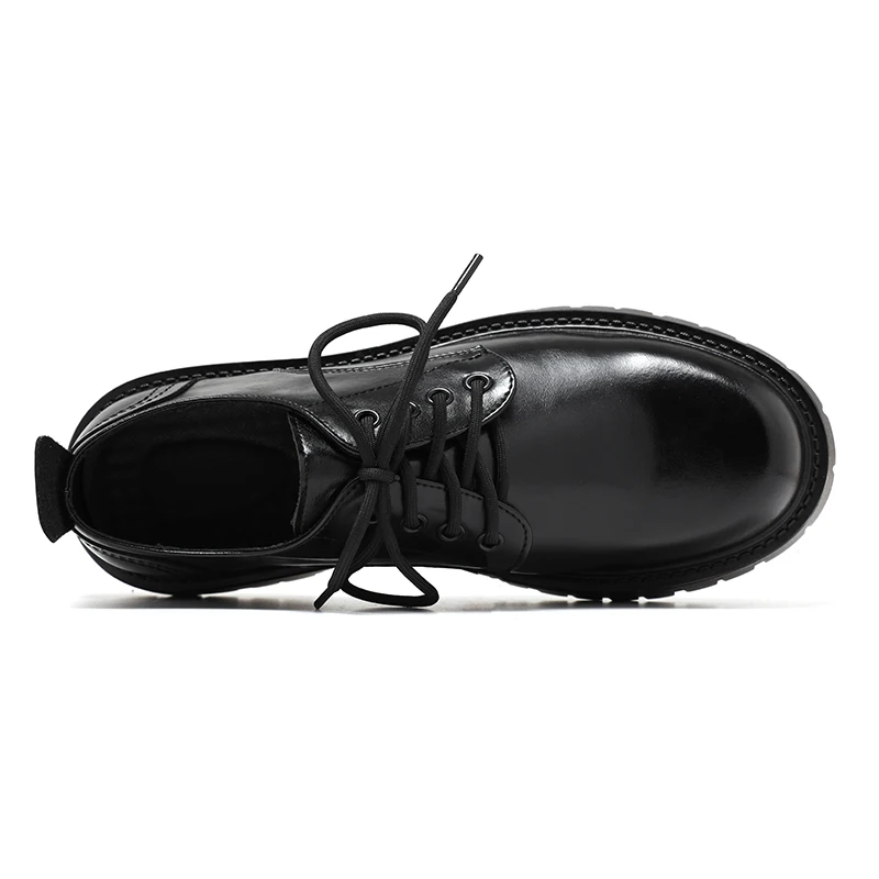 STRONGSHEN-zapatos bajos de cuero británico para hombre, calzado de trabajo antideslizante, con suela gruesa, con cabeza grande, informales, Oxford