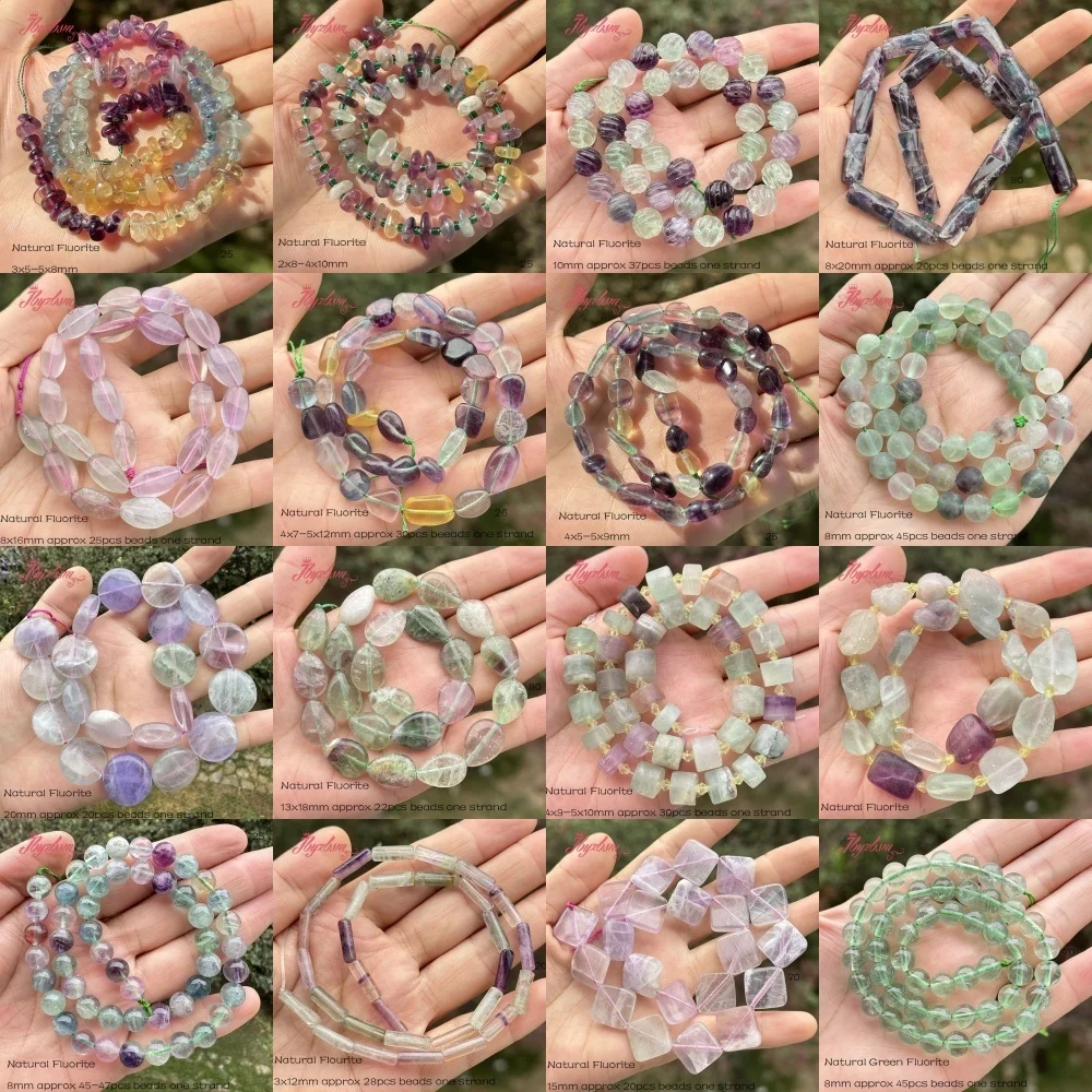 Natural Fluorite Multicolor Mixed Shape Bead Loose Stone Beads For DIY Necklace Bracelat Earring Rings Jewelry Making 15\