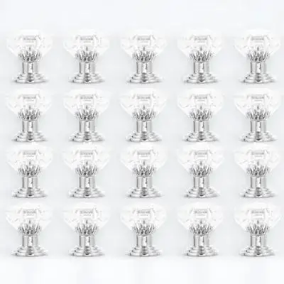 

20 Pcs Handle Plastic Drawer Cabinet Hardware Knobs Acrylic Silver Bathroom Handles