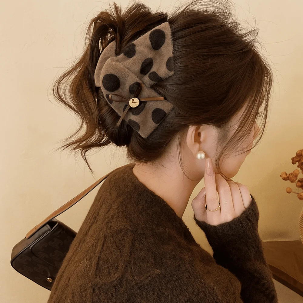 

Нежные заколки-крабики в горошек, милый стиль, большие размеры, простой дизайн, заколка для хвоста, модный аксессуар