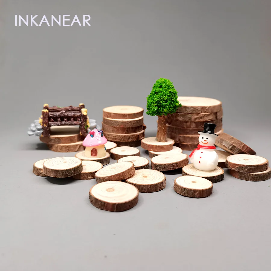 Wooden Crafts Base Pine Solid Wood Chips Home Moss Decoration Micro Garden Miniature Terrarium Potted DIY Accessories Material