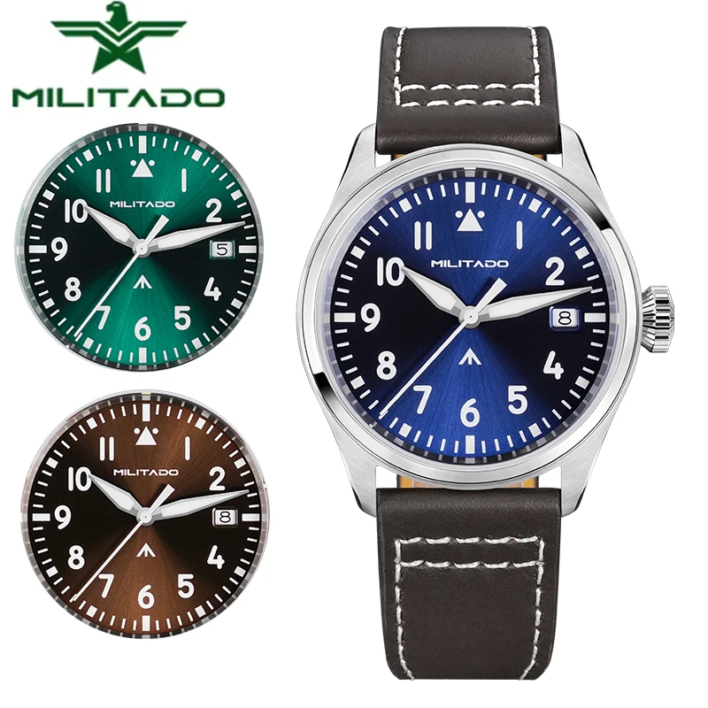 

Militado ML21 37mm Watch Sapphire Crystal Luminous 100m Waterproof Stainless Steel VH31 Sweep/Swiss Ronda 515 Quartz Watches