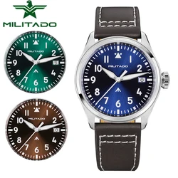Militado ML21 37mm Watch Sapphire Crystal Luminous 100m Waterproof Stainless Steel VH31 Sweep/Swiss Ronda 515 Quartz Watches