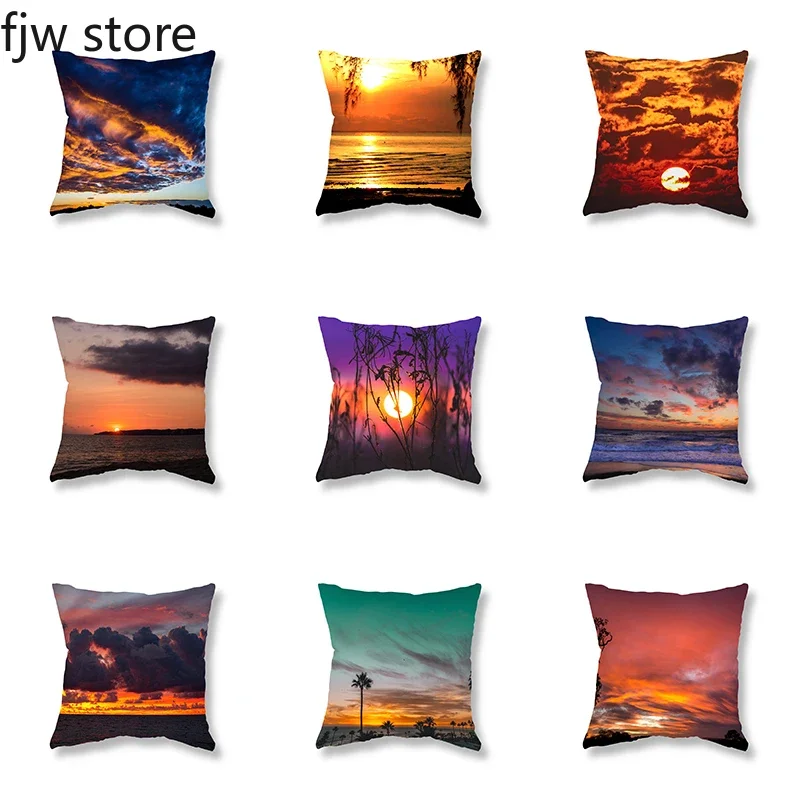 

Sunset Dusk Evening Glow Beautiful Throw Pillow Cover For Sofa Bedroom Room Bedside Seat Cushion Home Decor