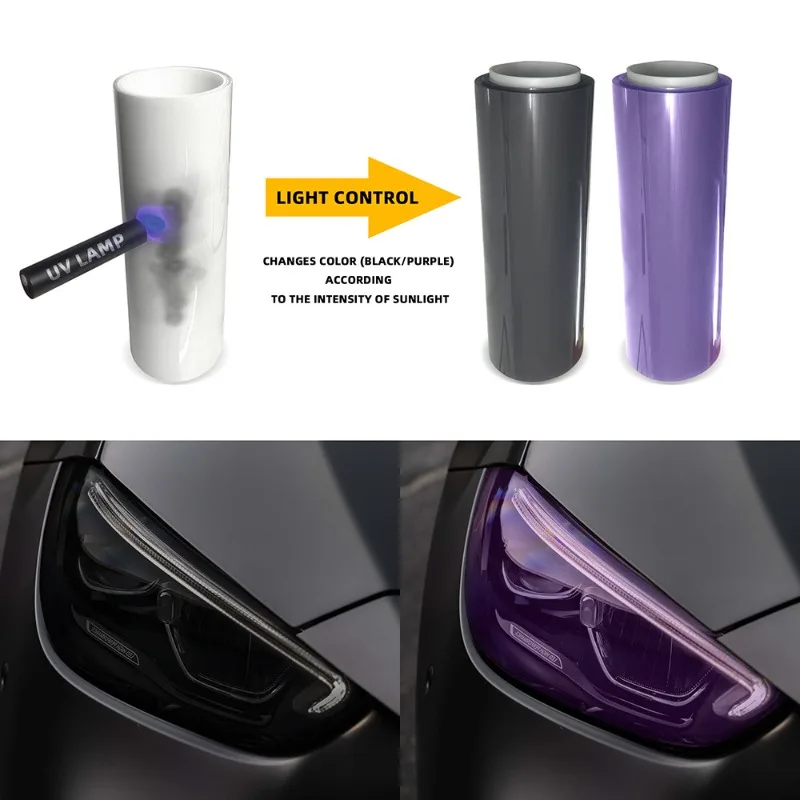 

0.3 * 15m self-healing top TPU coated automotive lamp film white to black white to purple lamp film protective film
