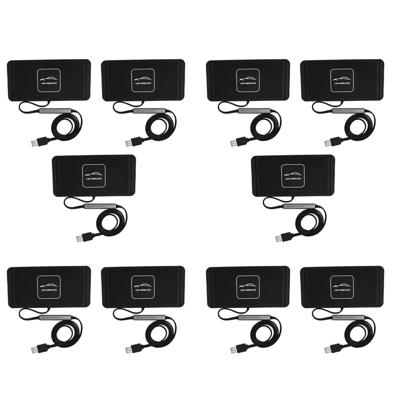 

10X QI Car Wireless Quickly Charger For Iphone 8 XS XR Car Charging Pad For Samsung S10 Dock Station Non-Slip Mat