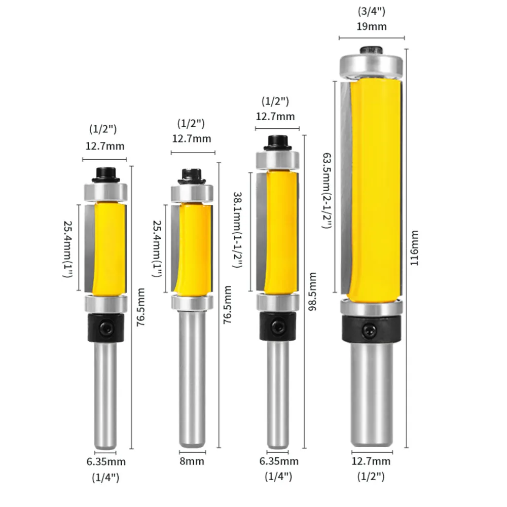 1PC Flush Trim Bit With Double Bearing Router Bit Woodworking Milling Cutter For Wood Bit End Milll Tools