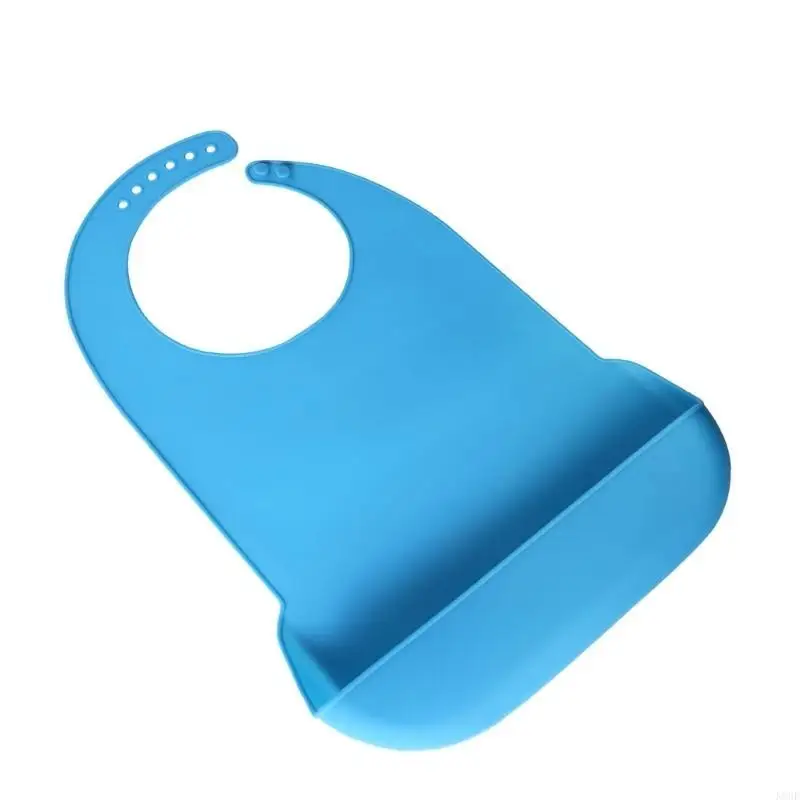 K8GF Celemek Makan Tahan Air Bib Dewasa Silikon Praktis untuk Lansia dan Penyandang Cacat