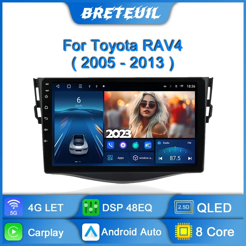 

Car Radio For Toyota RAV4 Rav 4 2005 - 2013 Android Carplay GPS Navigation QLED Touch Screen Auto Stereo Multimedia Player WIFI