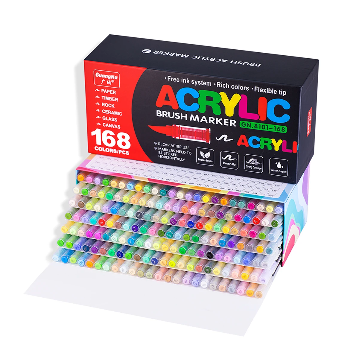 Guangna Acryl-Farbmarker, Pinselspitze, direktes Steuerungssystem für flüssige Tinte, professioneller Farbstift für jede Oberfläche – Detail 9