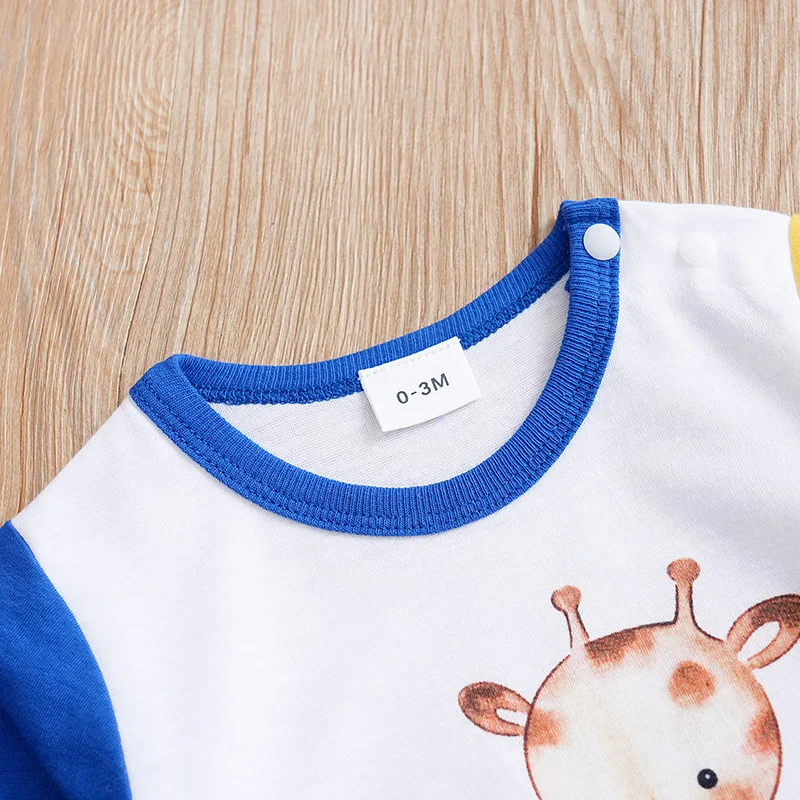 Spring And Autumn Boys And Girls Cute Cartoon Small Animal Print Casual Wear Comfortable Long Sleeve Baby Bodysuit