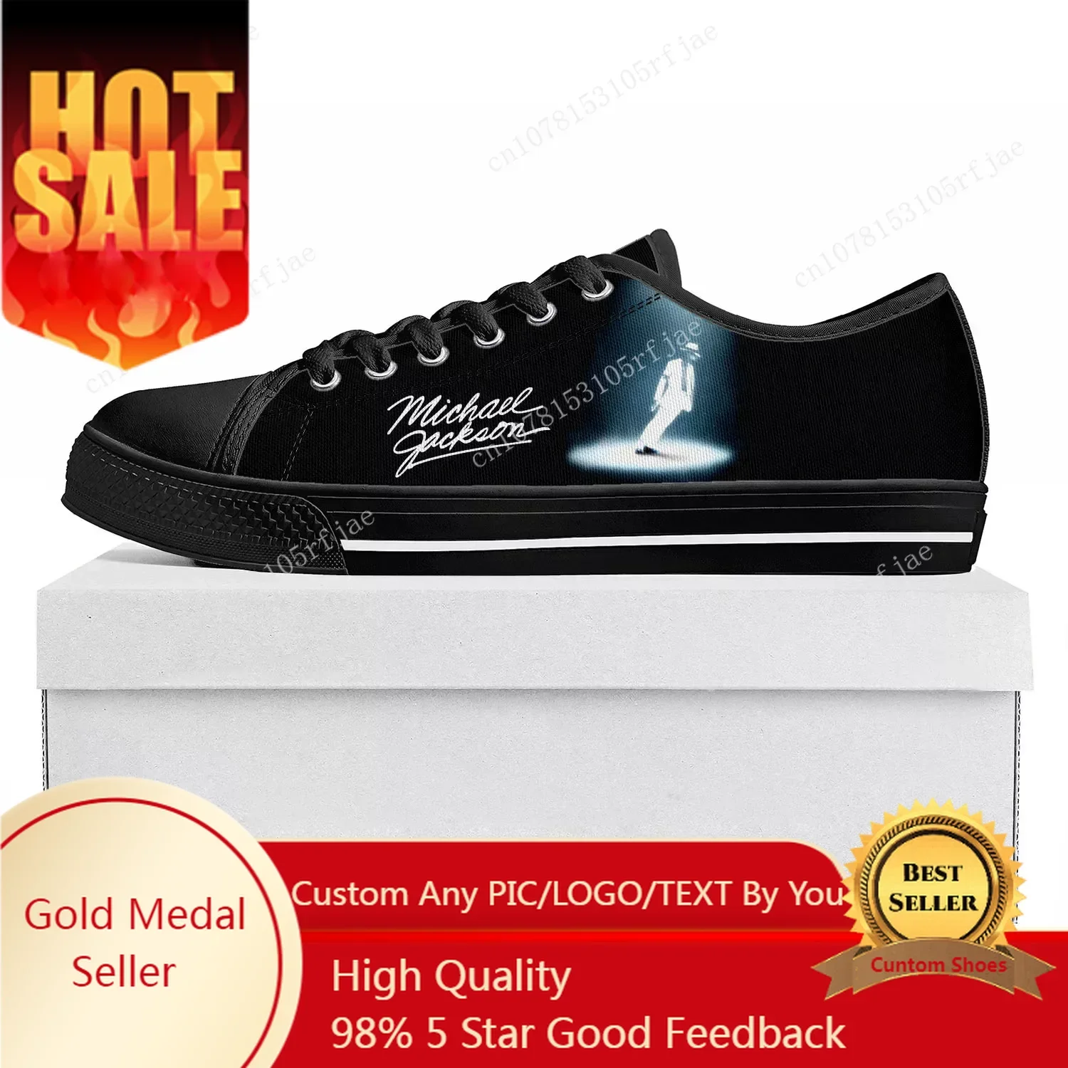 Michael Jackson Pop Singer Dancer Low Top Sneakers Mens Womens Teenager Canvas Sneaker Couple Shoes Custom Shoe