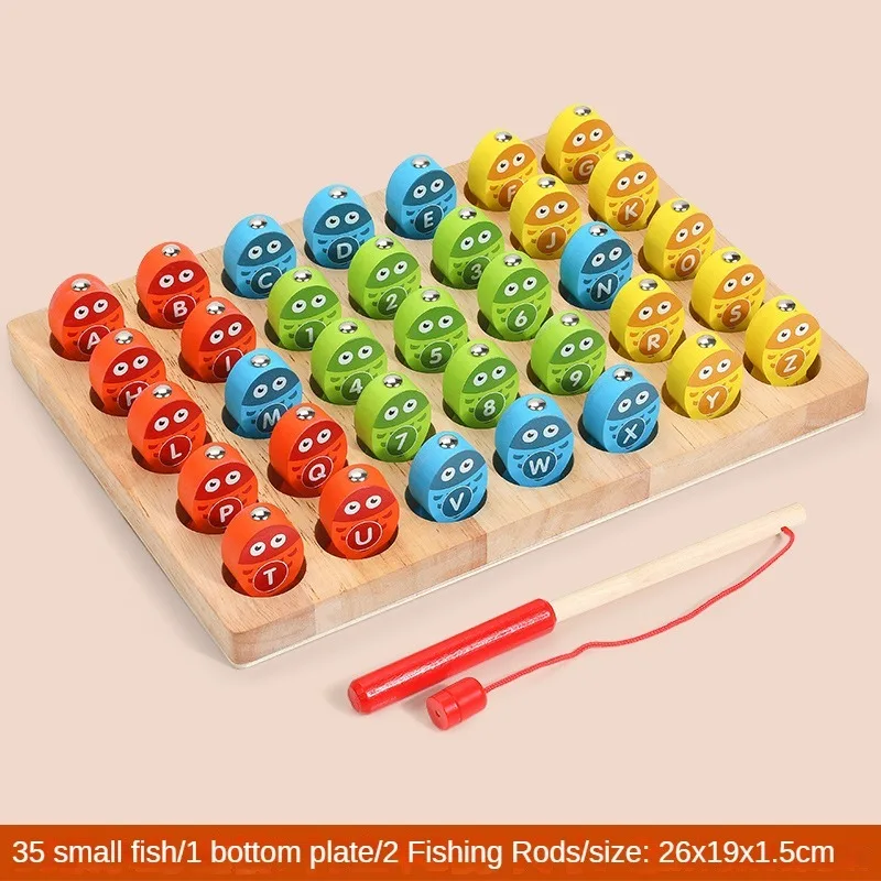 Leuke En Interactieve Magnetische Numerieke Letters Vissen Houten Speelgoed Voor Kinderen Vroege Educatie Puzzel Hand Oog Coördinatie