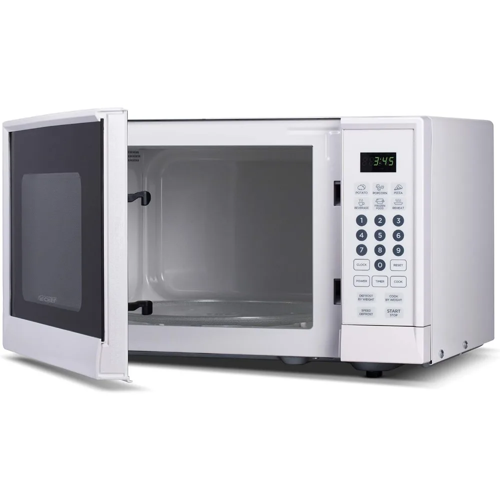 Microondas bancada com temporizador, 0,9 Cu Ft, 10 níveis de potência, botão e bloqueio de criança, 900 Watt microondas