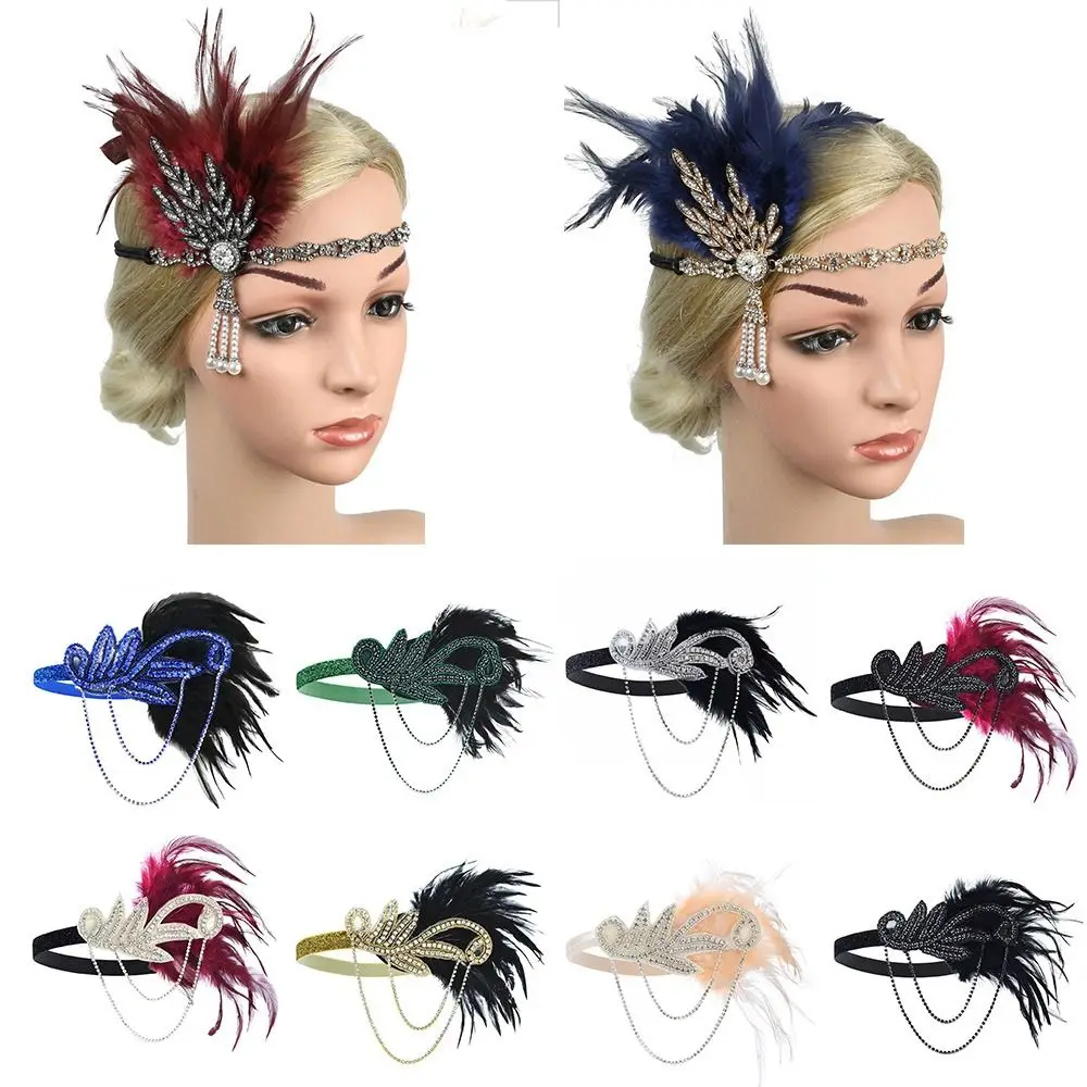 1920s Feather Hairband Headpiece Costume Props Charleston Costume Accessories Party Women Headpiece Hairband