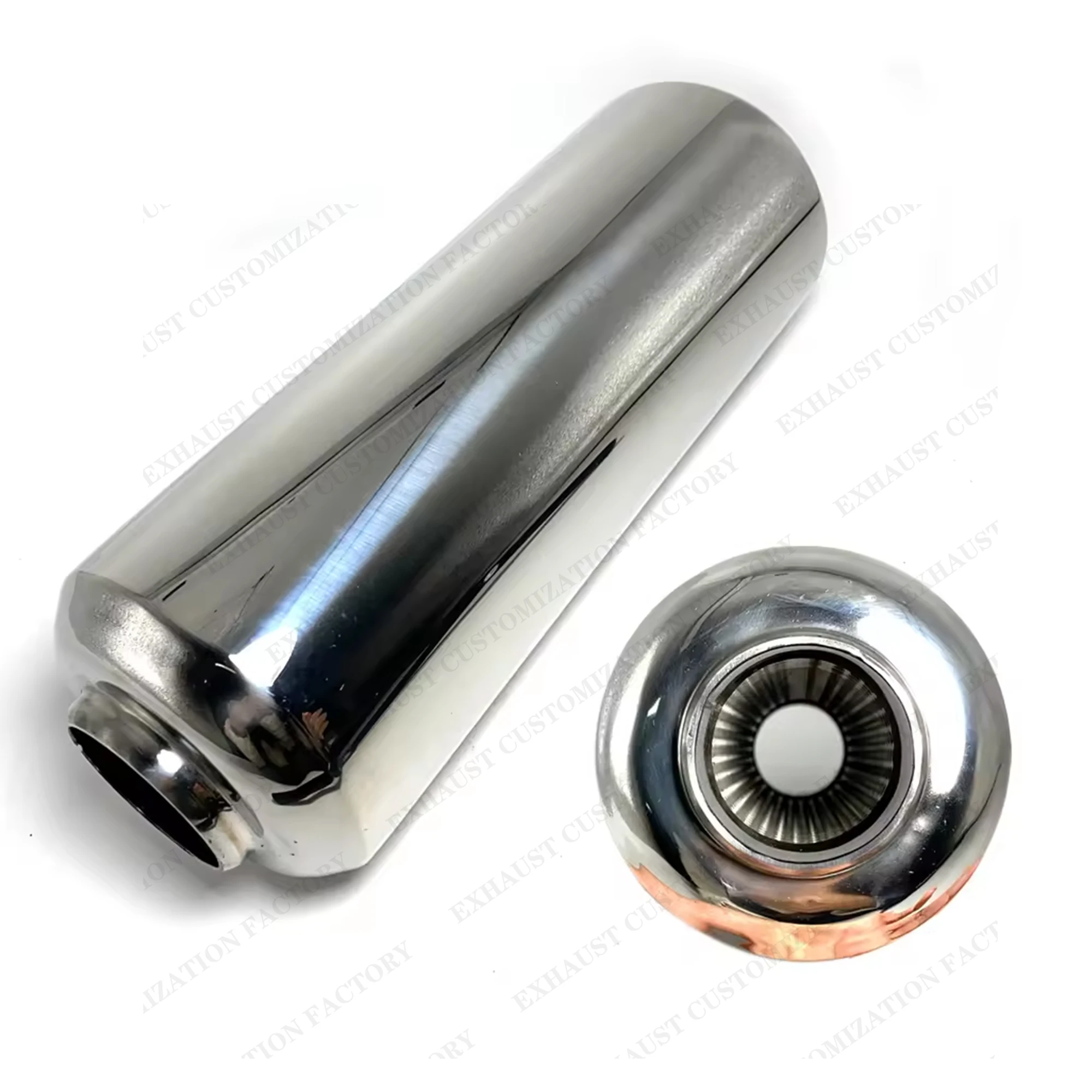 Performance Exhaust Resonator 63mm Inlet Outlet Muffler 304 Stainless Steel Spiral Surface Exhaust System DIY Car Accessories