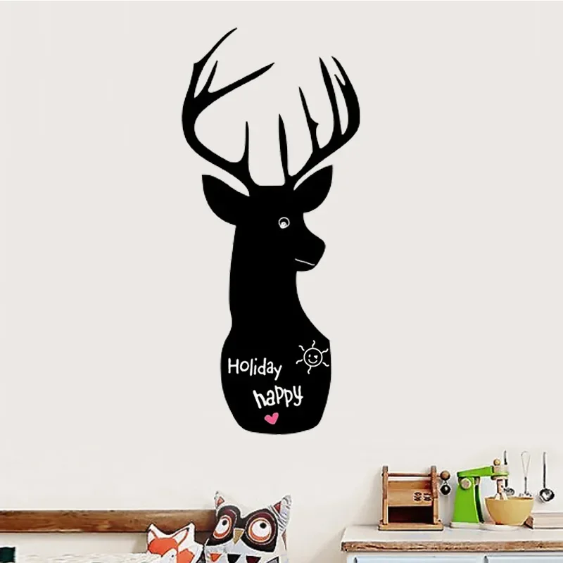 PVC Cute Removable Blackboard Bulletin Message Black Board Sticker Cartoon Lovely Blackboard Cat Bear Shark Deer Pattern Sticker