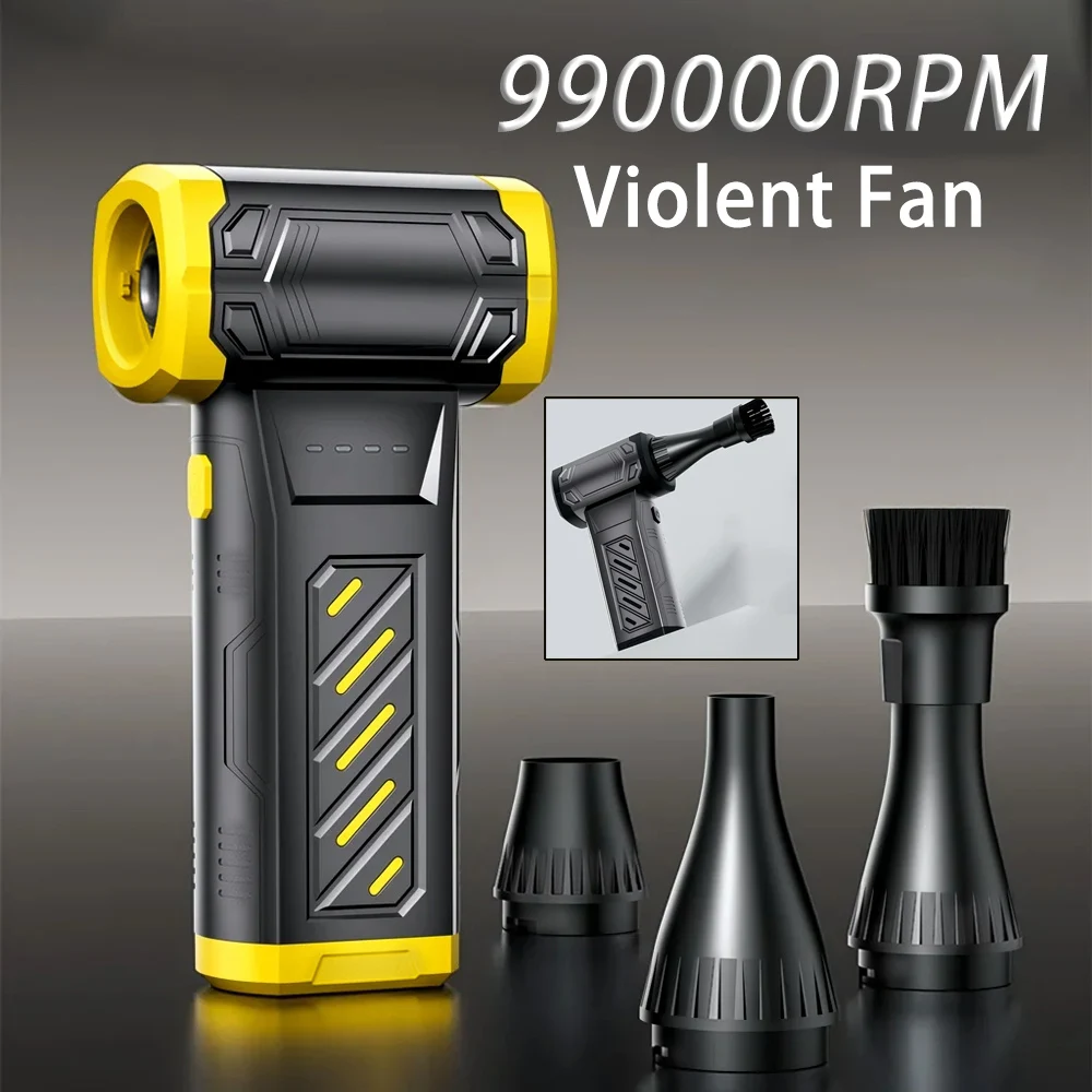 

Wireless Turbo Jet Fan 990000RPM Portable Car Vacuum Cleaner Brushless Motor Violent Turbo Jet Blower Type-c Rechargeable